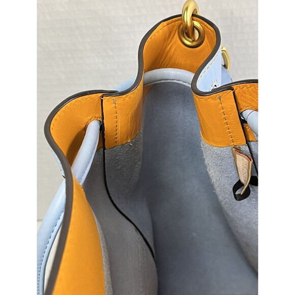 DOONEY & BOURKE Lt Blue Leather Emerson Marlowe Drawstring Bucket Shoulder Bag - Picture 13 of 16